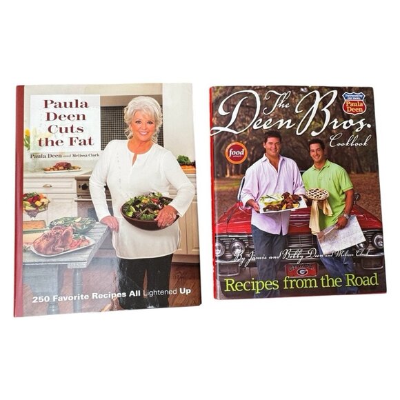Bundle 2 Paula Deen Cookbooks Cuts The Fat The Deen Bros Recipes From The Road - Picture 1 of 5